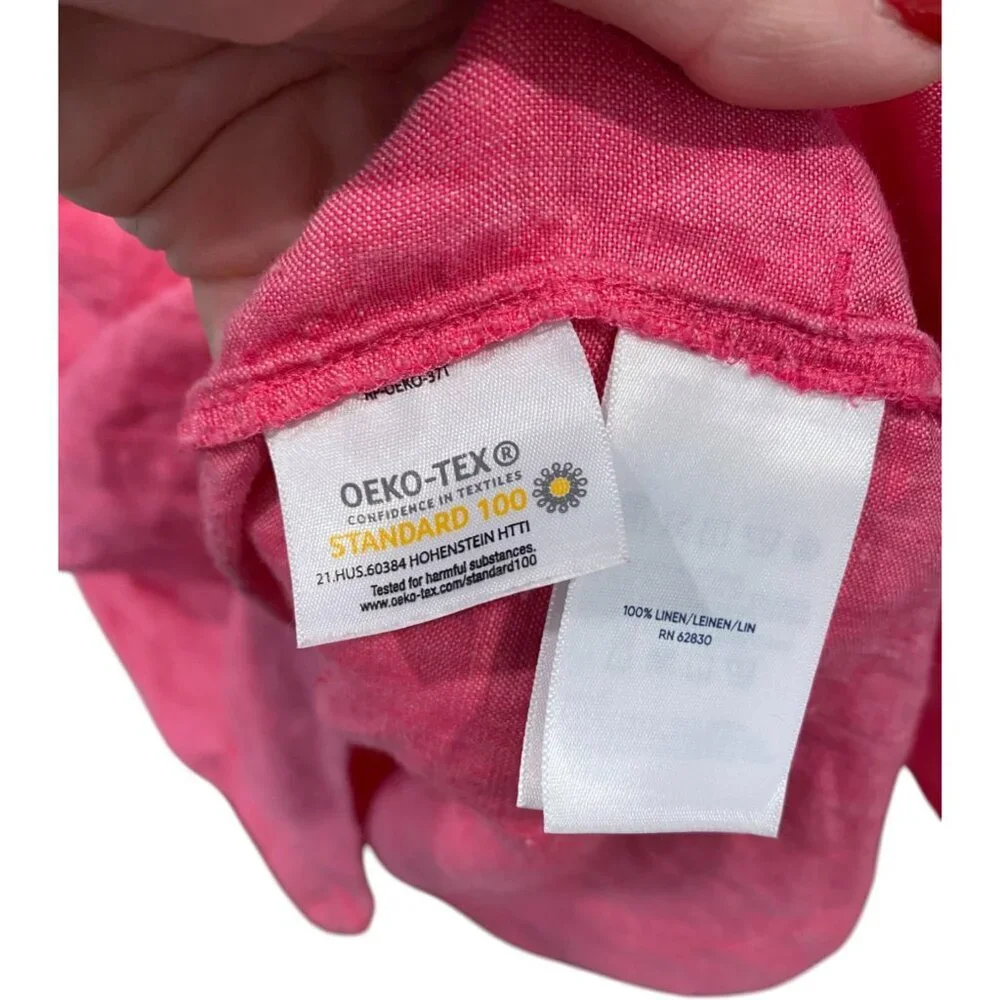 Lands’ End Plus Size 100% Linen Split Neck Tunic, Pink, Size 1X - Picture 6 of 8